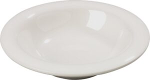 carlisle foodservice products sierrus reusable plastic bowl with rim for buffets, restaurants, and home, melamine, 8 ounces, bone, (pack of 48)