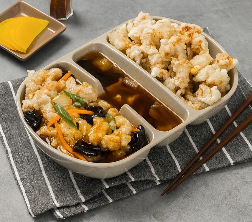 LOVENATURE Korean Tteokbokki Plate Set, Melamine Korean Traditional Snack Dinnerware,Indoor and Outdoor Party Dish, Dipping and mixing bowl. 부먹찍먹 그릇,떡볶이 분식세트