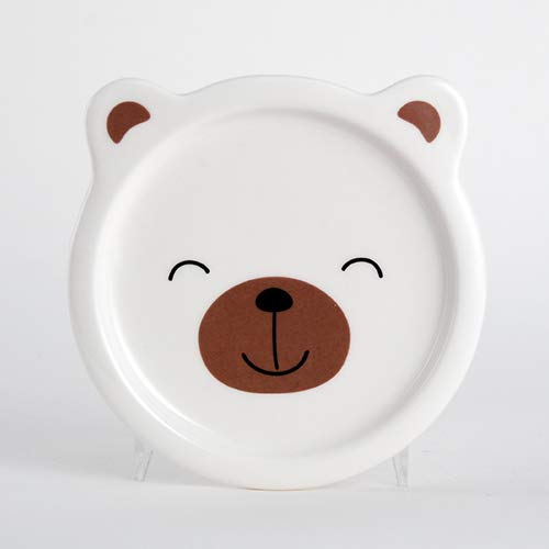 White Ceramic Bowl with Lid and Black Mini Handles, I Love Kuma Bear Design Dish for Noodles, Soup, Rice, 5 3/4 Inches