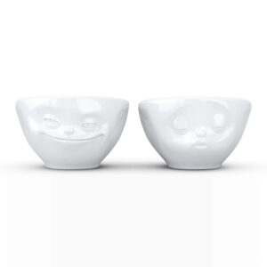 fiftyeight products tassen small porcelain bowl set no. 1, kissing & grinning face, 3.3 oz. white (set of 2 bowls)