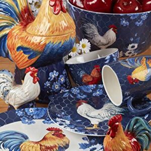 Certified International Indigo Rooster 9" Soup/Cereal Bowls, Set of 4, Multicolor