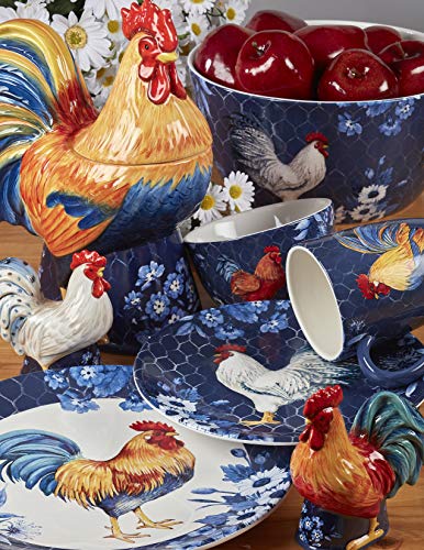 Certified International Indigo Rooster 9" Soup/Cereal Bowls, Set of 4, Multicolor