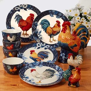 Certified International Indigo Rooster 9" Soup/Cereal Bowls, Set of 4, Multicolor