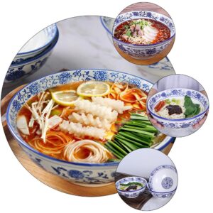 DOITOOL Blue White Porcelain Soup Bowls Chinese Jingdezhen Ramen Noodle Udon Pasta Soup Donburi Salad Fruit Bowl Food Serving Bowl 7inches