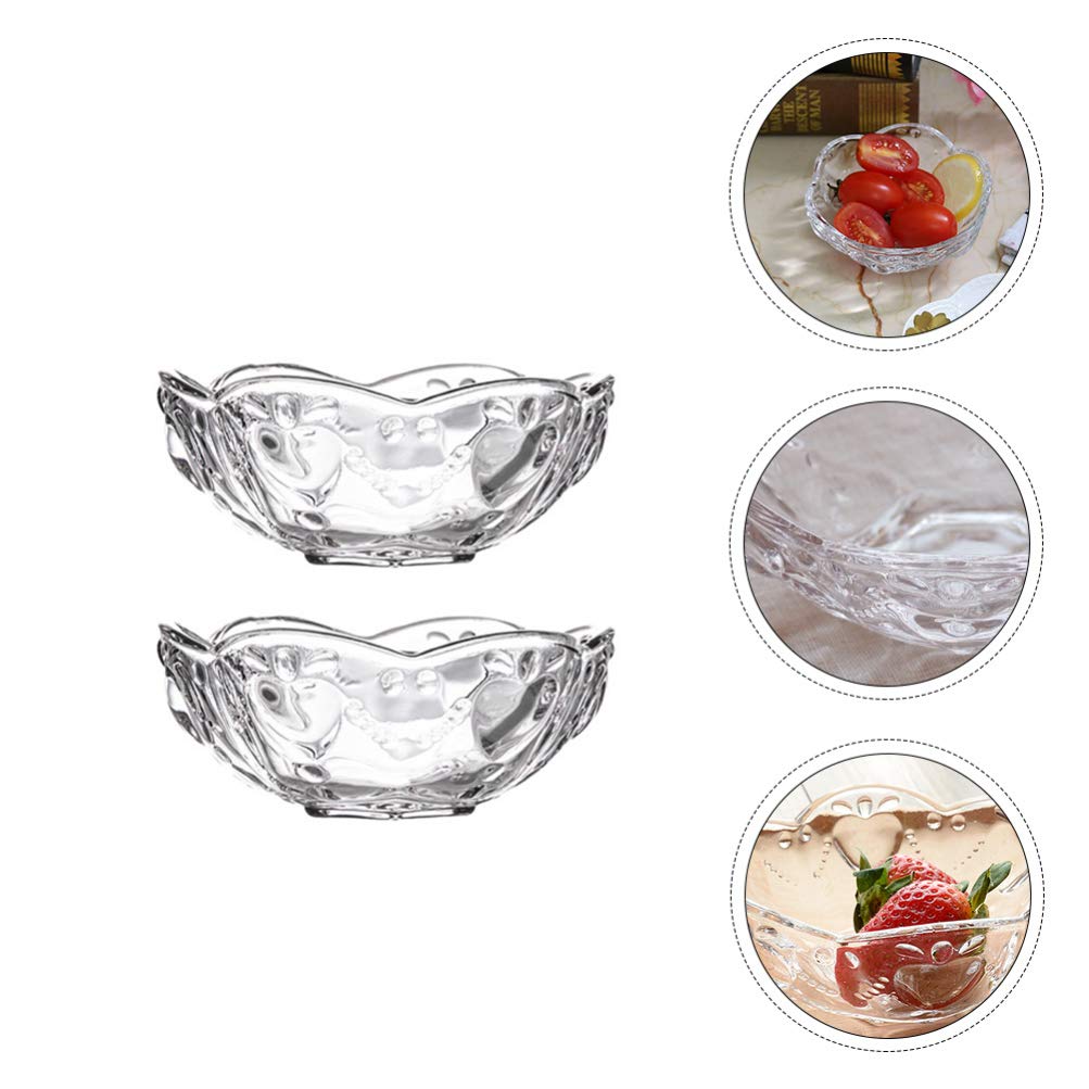 DOITOOL 2pcs Japanese Embossed Glass Bowl Glass Trifle Bowl Bar Dish Bowls Sundae Glasses Side Dishes Bowls Glass Dessert Plates Transparent Glasses Serving Dish Ice Cream Cup Snack