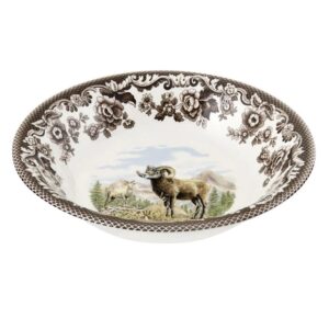 spode woodland ascot cereal bowl, bighorn sheep, 8” | perfect for oatmeal, salads, and desserts | made in england from fine earthenware | microwave and dishwasher safe