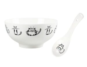 123arts ceramic cat bowl soup bowl dessert bowl rice bowl with spoon set