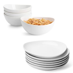 sweese 7.8 inch plates set of 6 & 42 ounce bowls set of 4