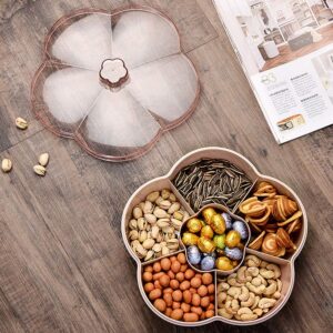 AYily Snack Storage Box, Flower Shape Snack Serving Tray, Snacks Storage Box With Lid, Food Fruit Storage Box, Nut Candy Dried Fruit Container