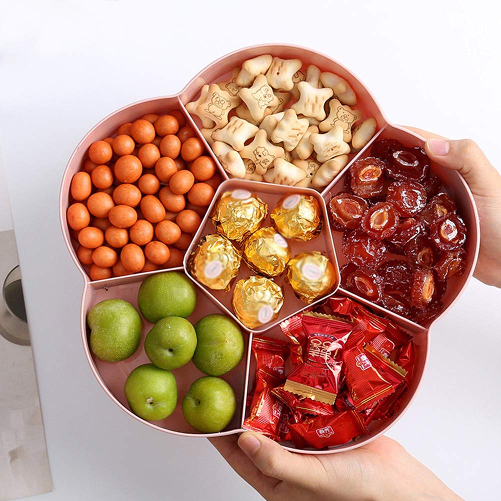 AYily Snack Storage Box, Flower Shape Snack Serving Tray, Snacks Storage Box With Lid, Food Fruit Storage Box, Nut Candy Dried Fruit Container