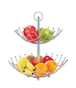 concord 2 tier fruit basket vegetable and grocery countertop rack banana bowl with stand