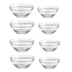 housoutil 8pcs stackable food prep bowl, multipurpose clear glass jelly bowls, glass stackable dessert bowls set dishware safe for kitchen dessert, dips, and candy dishes nut (4xsmall, 4xlarge)