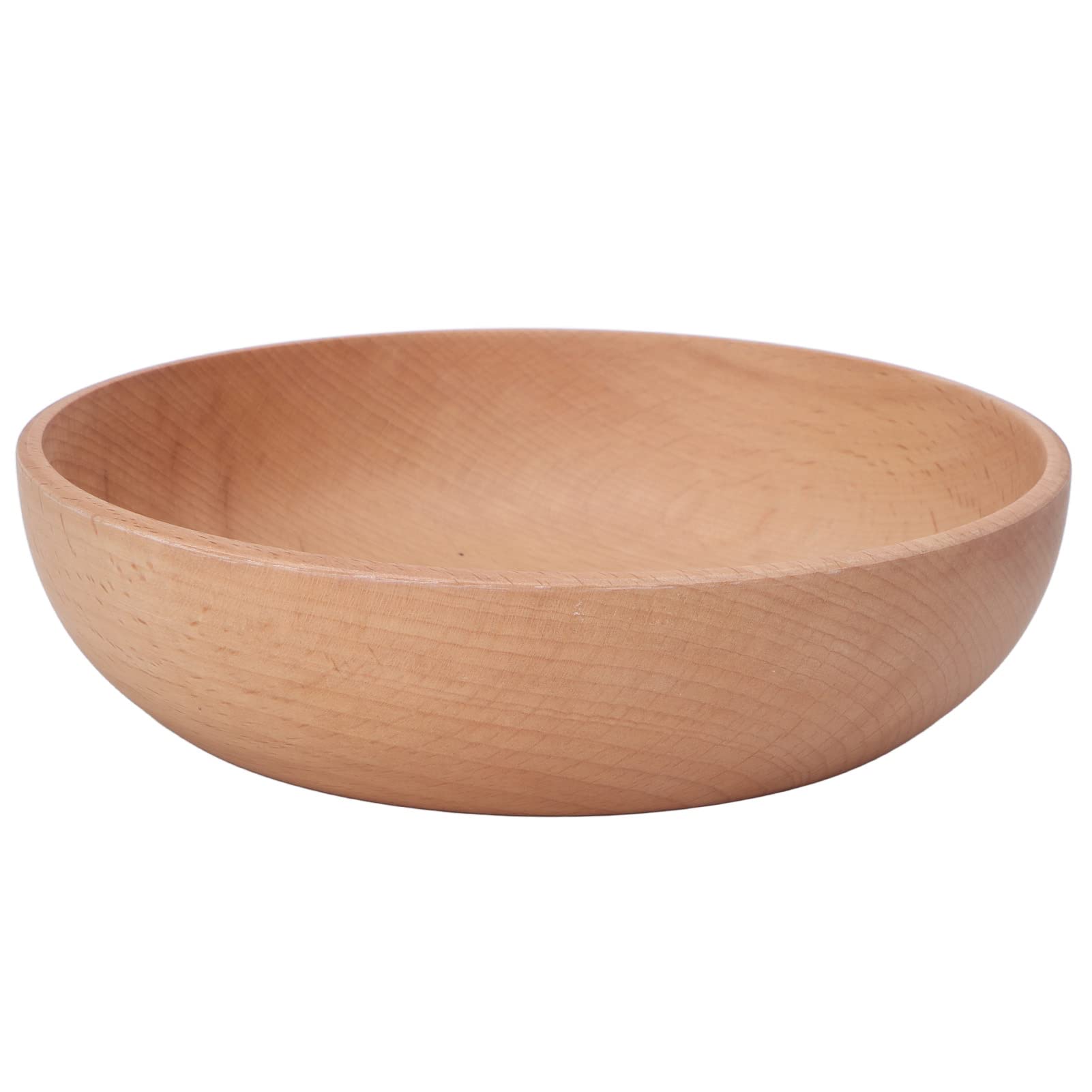 Salad Wooden Bowl, Round Household Beech Wooden Bowl Wooden Bowl for Salad Dipping Sauce Pasta Cereal(L)