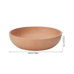 Salad Wooden Bowl, Round Household Beech Wooden Bowl Wooden Bowl for Salad Dipping Sauce Pasta Cereal(L)