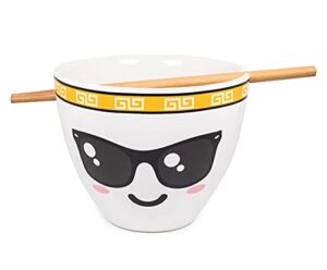 toynk bowl bop pho sho japanese ceramic dinnerware set | includes 16-ounce ramen noodle bowl and wooden chopsticks | asian food dish set for home & kitchen | kawaii anime gifts, snack collectible