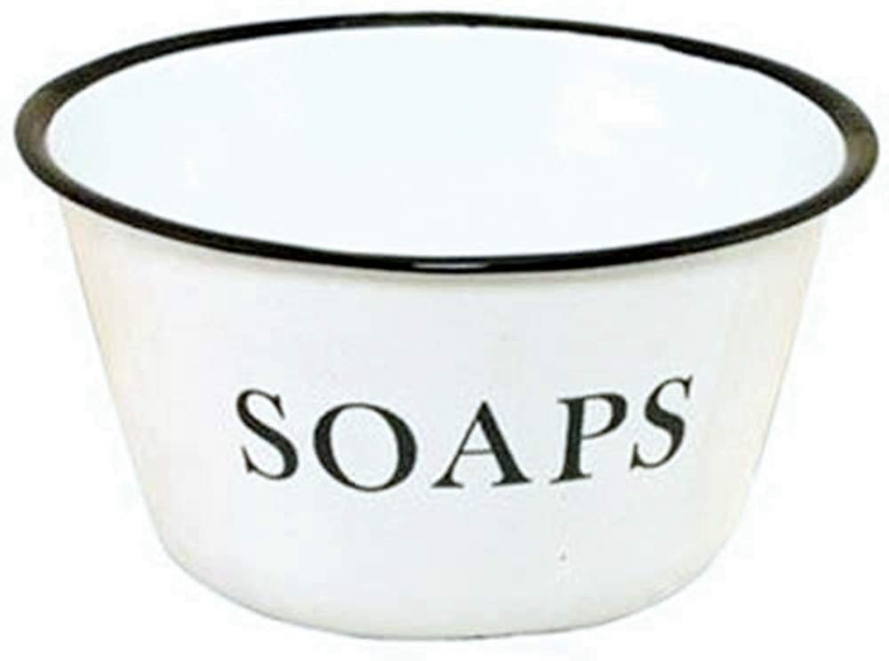 HAPPY DEALS ~ Enamelware Soap Bowls | Set of 2 | White Farmhouse Style Bathroom | 6 x 3 inch