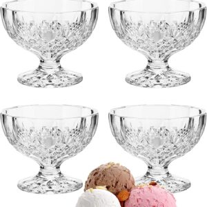 Lavo Home Dessert Ice Cream Cups Mini Truffle Bowls, Salad Fruit Dish Crystal Style Glass - Lead (Pb) Free (4)