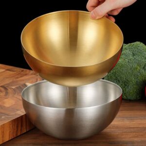 MinLia Large Capacity Stainless Steel Salad Bowls Cooking Tools Tableware Food Container Soup Rice Noodle Ramen Bowl(20cm,Gold)