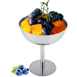 haofy ice cream cups, fruit bowl, stainless steel ice cream bowls resuable dessert mousse cups dessert dish for serving ice cream salad fruit pudding(tall feet)
