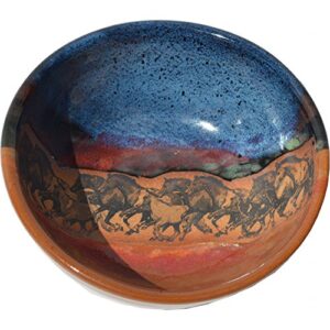 always azul pottery wild horses salad bowl in azulscape glaze - handmade ceramic pottery bowl - handcrafted polished stoneware - unique & stylish glazed bowl, great for soup, salad, cereal and more