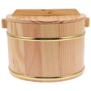 rice bowl rice bucket wood cooking steamer: wooden steamed cask sushi rice cooling bowl rice bowl rice cooking tub with lid for home restaurant rice sushi bowl 18cm rice steamed bucket