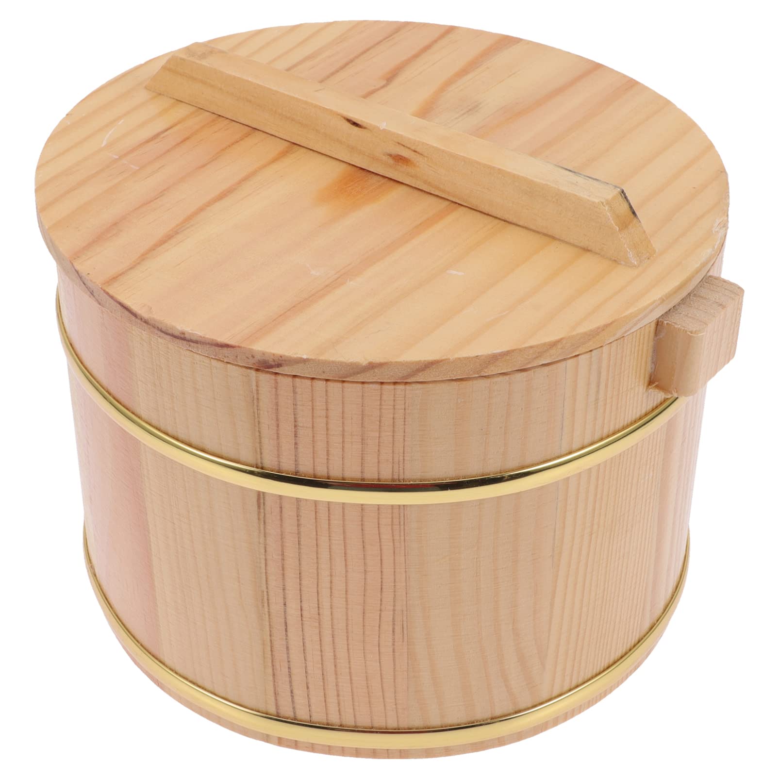 Rice Bowl Rice Bucket Wood Cooking Steamer: Wooden Steamed Cask Sushi Rice Cooling Bowl Rice Bowl Rice Cooking Tub with Lid for Home Restaurant Rice Sushi Bowl 18cm Rice Steamed Bucket