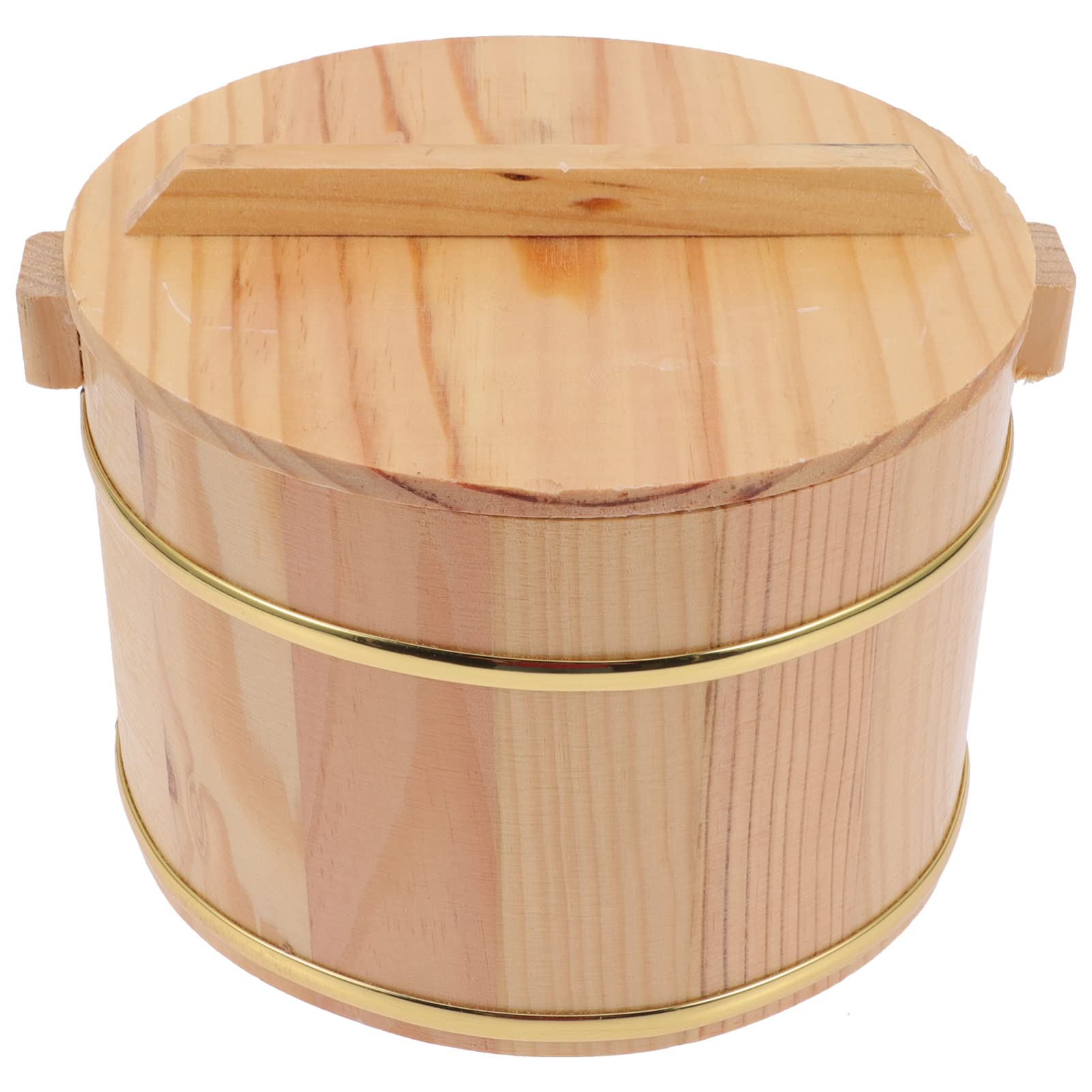 Rice Bowl Rice Bucket Wood Cooking Steamer: Wooden Steamed Cask Sushi Rice Cooling Bowl Rice Bowl Rice Cooking Tub with Lid for Home Restaurant Rice Sushi Bowl 18cm Rice Steamed Bucket