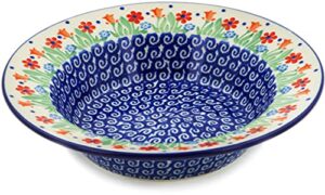 polish pottery 8-inch pasta bowl made by ceramika artystyczna (babcia's garden theme) + certificate of authenticity