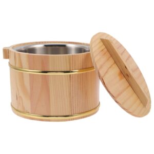 Rice Bowl Rice Bucket Wood Cooking Steamer: Wooden Steamed Cask Sushi Rice Cooling Bowl Rice Bowl Rice Cooking Tub with Lid for Home Restaurant Rice Sushi Bowl 18cm Rice Steamed Bucket