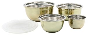 cambridge silversmiths hammered gold with lid bowl, 4 piece set