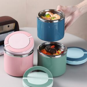 EliteZ Soup Bowls, Soup Containers with Lids, Portable Stainless Steel Breakfast Cup Soup Bowl Thermal Storage Container Sealed Bento Box with Handle (Blue 1000 ml)