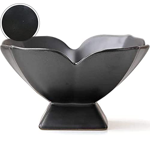 Kelendle Ceramic Footed Fruit Bowl Pedestal Bowl Home Decorative Dessert Serving Stand Snacks Tray Display Holder for Kitchen Counter Centerpiece Table Decor(Black)