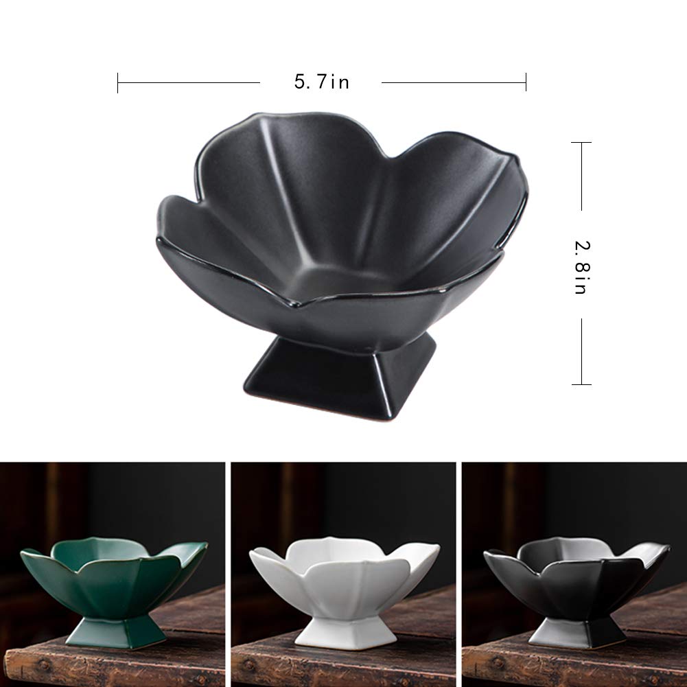 Kelendle Ceramic Footed Fruit Bowl Pedestal Bowl Home Decorative Dessert Serving Stand Snacks Tray Display Holder for Kitchen Counter Centerpiece Table Decor(Black)