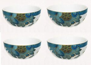 222 fifth eliza teal paisley cereal bowls, set of 4
