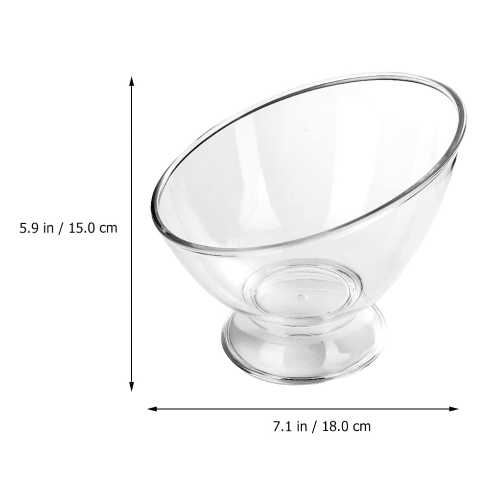 Angoily Clear Salad Bowl Dessert Serving Bowl for Entertaining, Slanted Bowls for Salads Mixing, Fruits, Snack or Chip, Dessert Serving for Home Party and Restaurant (18 x 18 x 15cm)