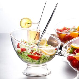 Angoily Clear Salad Bowl Dessert Serving Bowl for Entertaining, Slanted Bowls for Salads Mixing, Fruits, Snack or Chip, Dessert Serving for Home Party and Restaurant (18 x 18 x 15cm)