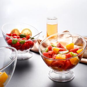 Angoily Clear Salad Bowl Dessert Serving Bowl for Entertaining, Slanted Bowls for Salads Mixing, Fruits, Snack or Chip, Dessert Serving for Home Party and Restaurant (18 x 18 x 15cm)