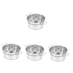 COLLBATH Food Tray 4pcs Wrought Iron Popcorn Container Mini Containers Snack Container Mini Snack Containers Mini Keg Snacks Holder Stainless Steel Storage Board Silver Snack Container