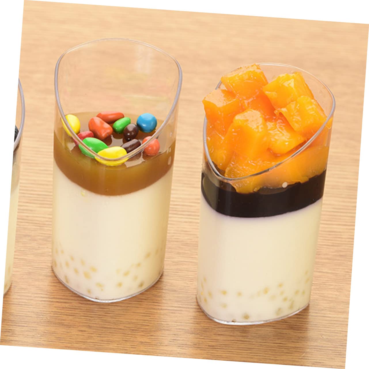 MUSISALY 10pcs Desert Cups Mini Glass Dessert Cup Small Bowl Parfait Mousse Cup Wood Bran Pudding Cup Plastic Parfait Cup Transparent Dessert Cup Cheese Snack Cup Ice Cream Cups