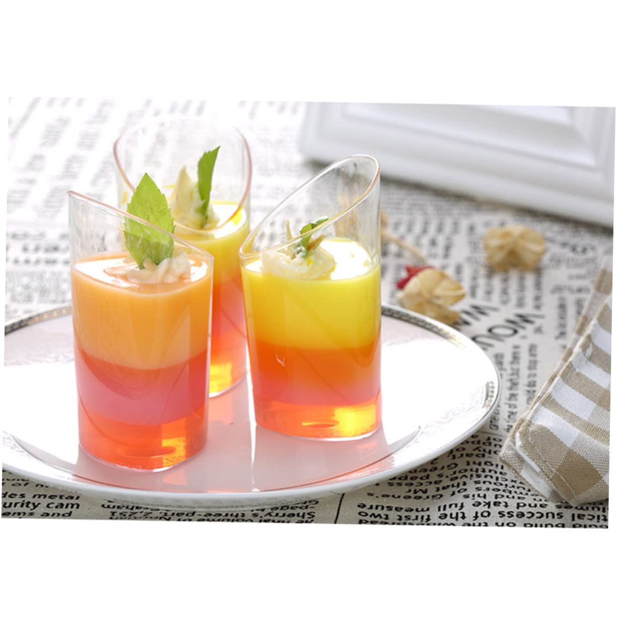 MUSISALY 10pcs Desert Cups Mini Glass Dessert Cup Small Bowl Parfait Mousse Cup Wood Bran Pudding Cup Plastic Parfait Cup Transparent Dessert Cup Cheese Snack Cup Ice Cream Cups