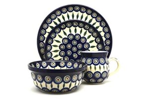 polish pottery 4-pc. place setting with standard bowl - peacock