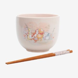 Disney Winnie the Pooh Botanical Group Portrait Ramen Bowl with Chopstick