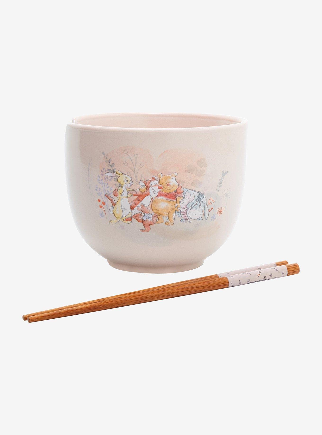 Disney Winnie the Pooh Botanical Group Portrait Ramen Bowl with Chopstick