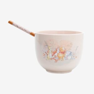 Disney Winnie the Pooh Botanical Group Portrait Ramen Bowl with Chopstick