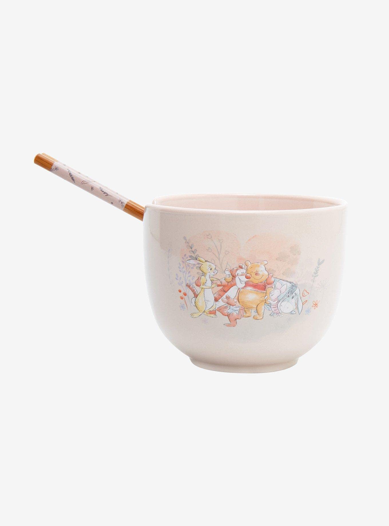 Disney Winnie the Pooh Botanical Group Portrait Ramen Bowl with Chopstick