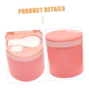 KICHOUSE 3pcs Soup Bowl Soup Cups with Lids Microwavable Mason Jar Soup Mug with Handle Travel Cups with Lids Microwavable Travel Mug With Cover Student Glass Bottle Plastic Pink