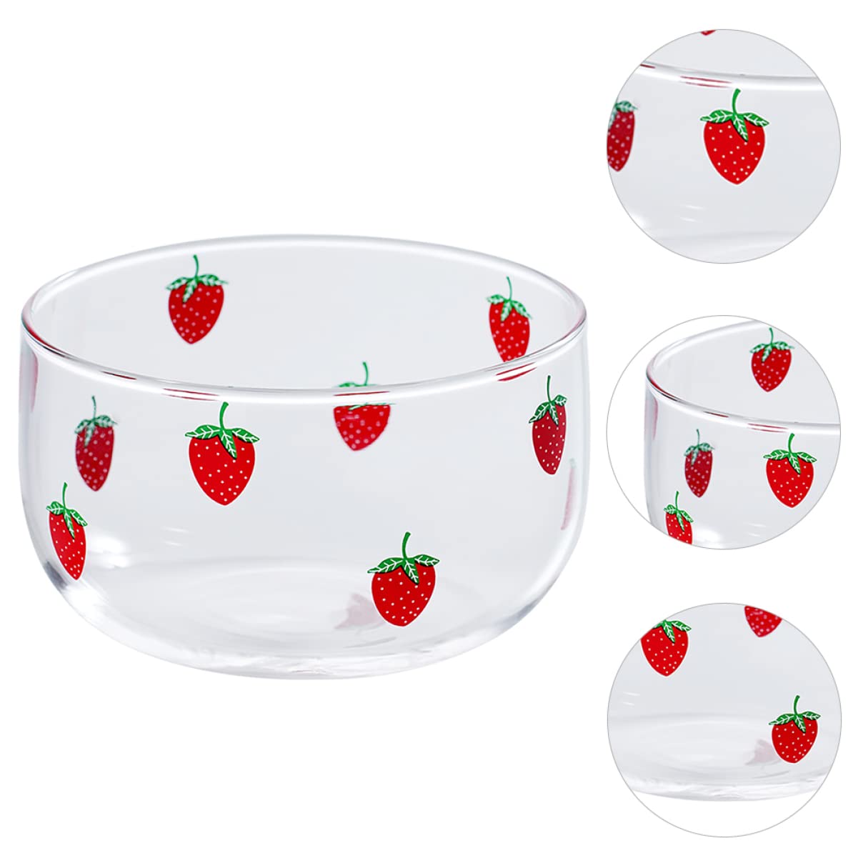 UPKOCH Microwave 3pcs For Pasta Mini Simple Clear Lotus High Plate Dessert Prep Style Stackable Soup Glasss Tray Container with Strawberry Round Serving Salad Dish Fruit Glass Rice Bowls