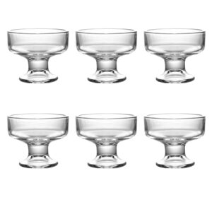 small trifle bowl clear glass - set of 6 ice cream bowl for fruit dessert salad 3.9" serving bowls 8oz wide mouth glass cups with stand (transparent)