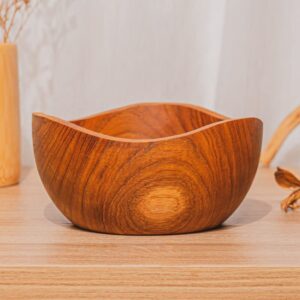 Rainforest Bowls Set of 2 6.5" Wavy Javanese Teak Wood Bowls- Perfect for Daily Use, Hot & Cold Friendly, Ultra-Durable- Exclusive Luxury Custom Design Handcrafted by Indonesian Artisans