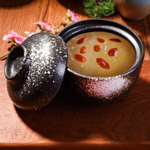 Soup Bowl with Lid, 7.7 OZ Microwave Bowl with Lid, Japanese Bowl with Lid for Soup (Black)